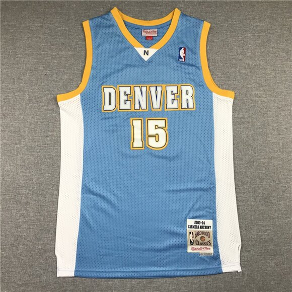 Mens Carmelo Anthony Light Blue Stitched Jersey